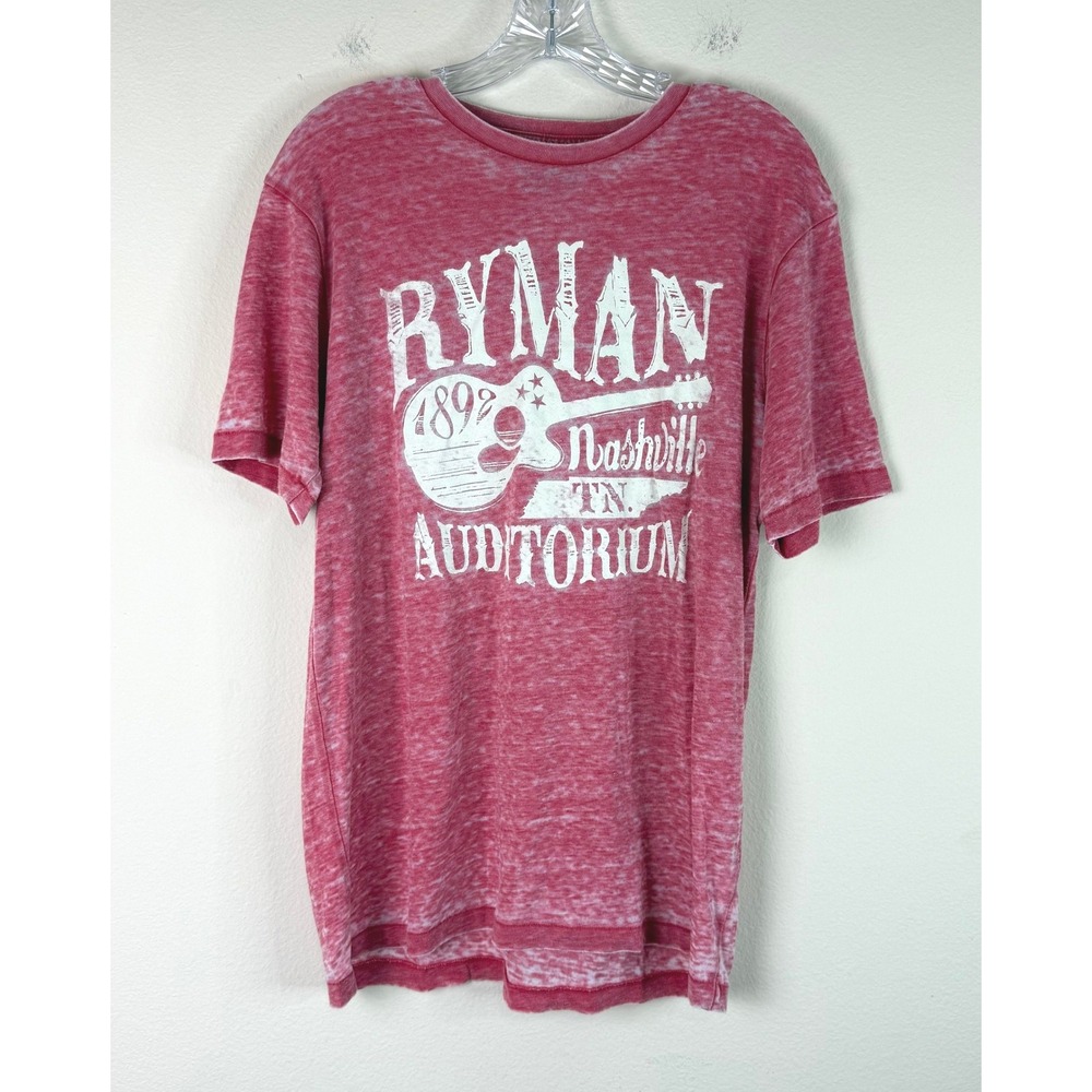 Ryman Auditorium T Shirt Mens Medium Nashville TN Red Burnout Graphic Tee Guitar